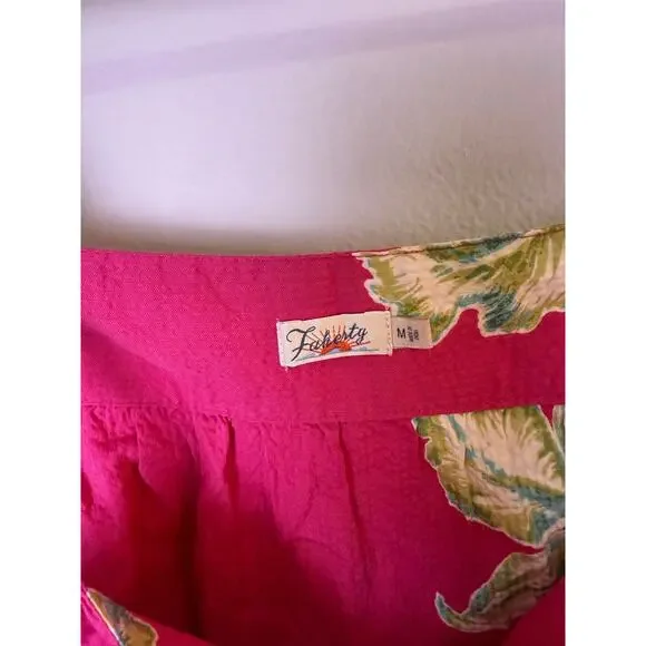 Faherty Marina Seersucker Cami Tank Pink Floral Button Front Tropical Size M - Picture 3 of 4